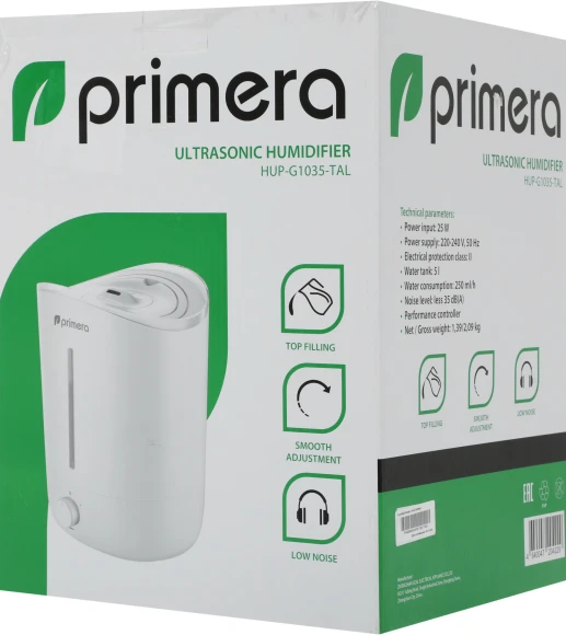 Увлажнитель воздуха Primera HUP-G1035-TAL 28Вт (ультразвуковой) белый Увлажнитель воздуха Primera HUP-G1035-TAL 28Вт (ультразвуковой) белый
