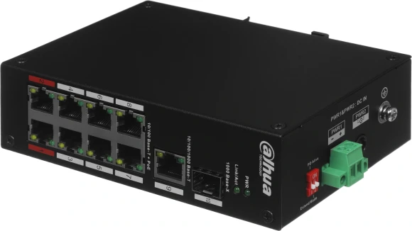 Коммутатор Dahua DH-PFS3110-8ET-96 8x100Мбит/с 1x1Гбит/с 1SFP 6PoE+ 2PoE++ 96W неуправляемый