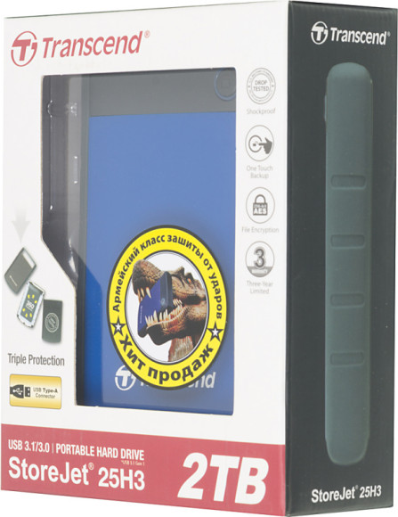 Жесткий диск Transcend USB3.0 2TB TS2TSJ25H3B StoreJet 25H3 (5400rpm) 2.5" синий Жесткий диск Transcend USB3.0 2TB TS2TSJ25H3B StoreJet 25H3 (5400rpm) 2.5" синий