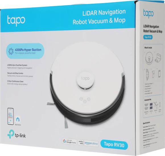 Пылесос-робот TP-Link Tapo RV30 40Вт белый/черный Пылесос-робот TP-Link Tapo RV30 40Вт белый/черный