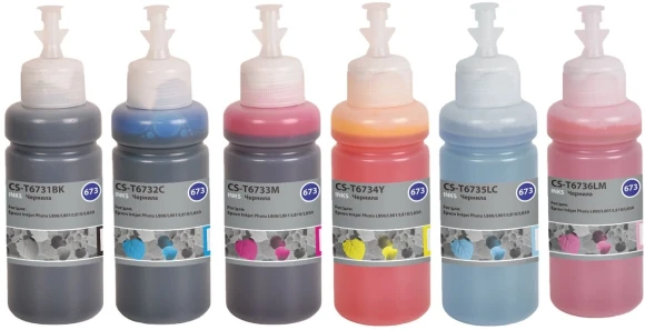 Чернила Cactus CS-T673set 673 черный/голубой/пурпурный/желтый/светло-голубой/светло-пурпурный набор 6x70мл для Epson Inkjet Photo L800/L801/L810/L850 Чернила Cactus CS-T673set 673 черный/голубой/пурпурный/желтый/светло-голубой/светло-пурпурный набор 6x70мл для Epson Inkjet Photo L800/L801/L810/L850