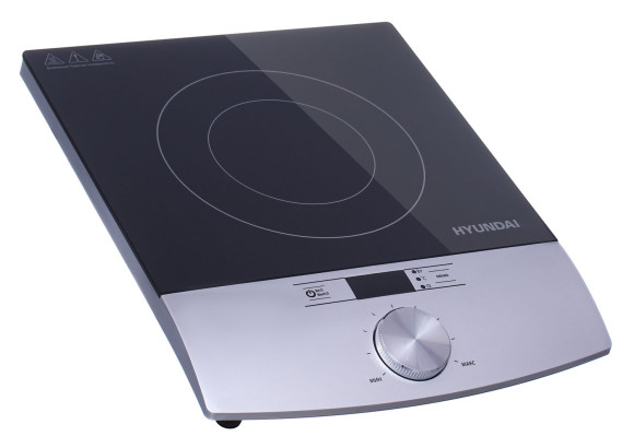 Плита Индукционная Hyundai HYC-0102 серебристый/черный стеклокерамика (настольная)