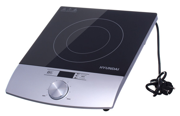 Плита Индукционная Hyundai HYC-0102 серебристый/черный стеклокерамика (настольная)