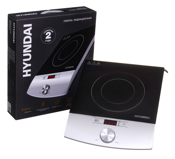 Плита Индукционная Hyundai HYC-0102 серебристый/черный стеклокерамика (настольная)