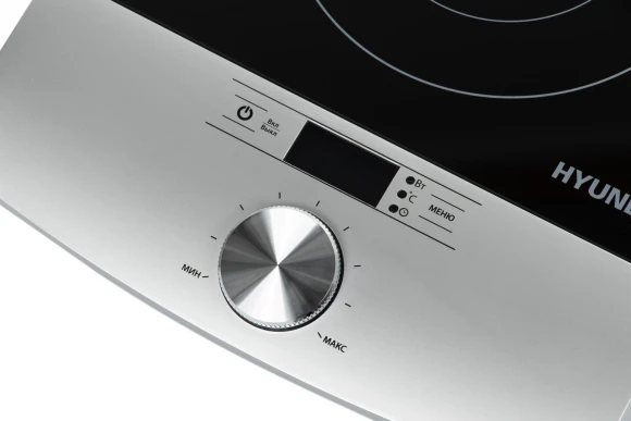 Плита Индукционная Hyundai HYC-0102 серебристый/черный стеклокерамика (настольная)