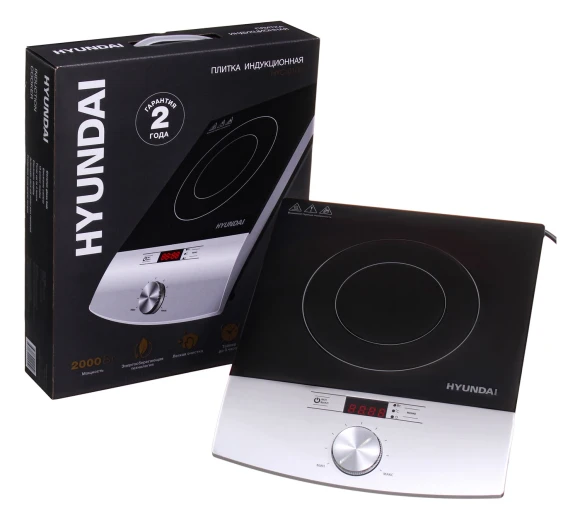 Плита Индукционная Hyundai HYC-0102 серебристый/черный стеклокерамика (настольная)