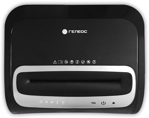 Шредер Heleos УМ35-5 черный/серебристый (секр.P-5) фрагменты 23лист. 35лтр. скрепки скобы пл.карты CD Шредер Heleos УМ35-5 черный/серебристый (секр.P-5) фрагменты 23лист. 35лтр. скрепки скобы пл.карты CD