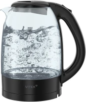Чайник электрический Vitek VT-WK1012 1.7л. 2200Вт черный корпус: стекло