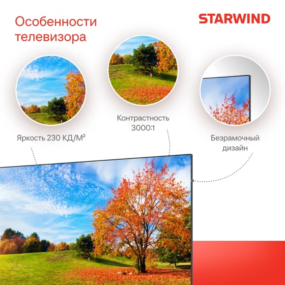 Телевизор LED Starwind 43" SW-LED43UG403 Яндекс.ТВ Frameless черный 4K Ultra HD 60Hz DVB-T DVB-T2 DVB-C DVB-S DVB-S2 USB WiFi Smart TV Телевизор LED Starwind 43" SW-LED43UG403 Яндекс.ТВ Frameless черный 4K Ultra HD 60Hz DVB-T DVB-T2 DVB-C DVB-S DVB-S2 USB WiFi Smart TV