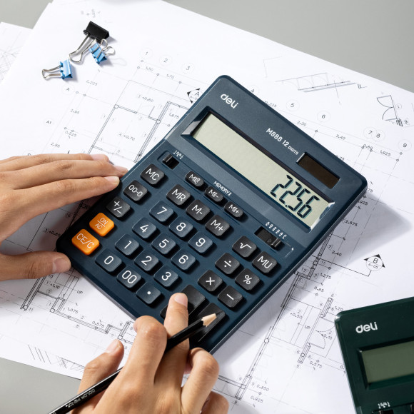 Калькулятор настольный Deli EM888F-blue синий 12-разр. Калькулятор настольный Deli EM888F-blue синий 12-разр.