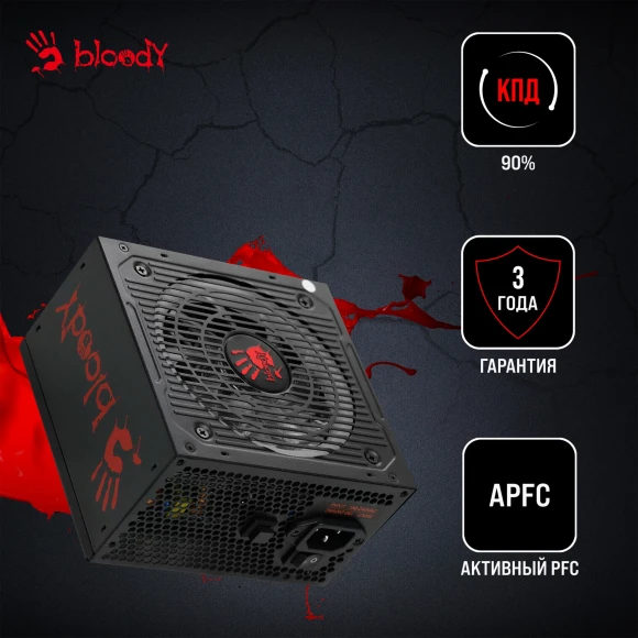 Блок питания Bloody ATX 750W BD-PS750G 80+ gold (20+4pin) APFC 120mm fan color LED 6xSATA Cab Manag RTL Блок питания Bloody ATX 750W BD-PS750G 80+ gold (20+4pin) APFC 120mm fan color LED 6xSATA Cab Manag RTL