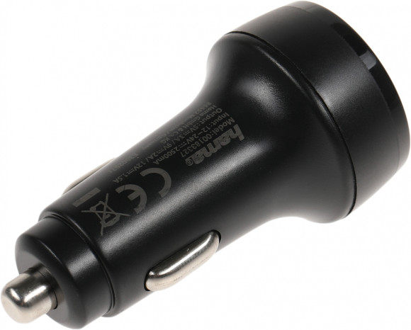 Автомобильное зар./устр. Hama H-183327 18W 3A (PD+QC) USB Type-C универсальное черный (00183327)
