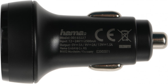Автомобильное зар./устр. Hama H-183327 18W 3A (PD+QC) USB Type-C универсальное черный (00183327)