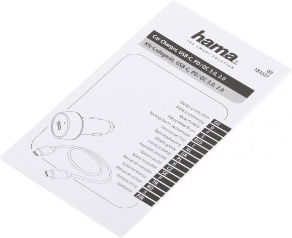 Автомобильное зар./устр. Hama H-183327 18W 3A (PD+QC) USB Type-C универсальное черный (00183327)