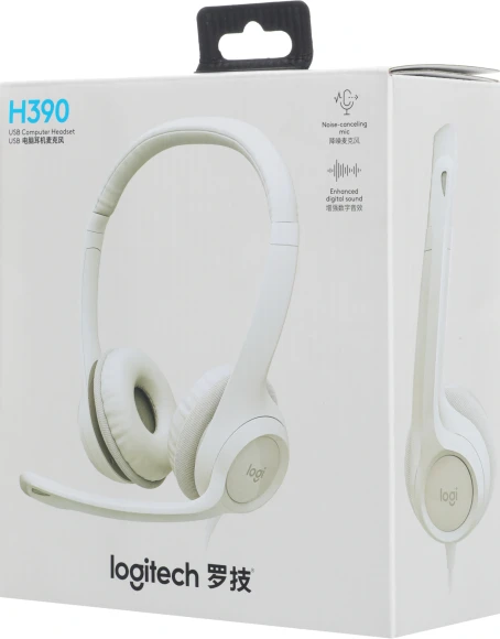 Наушники с микрофоном Logitech H390 белый 1.9м накладные USB оголовье (981-001288)