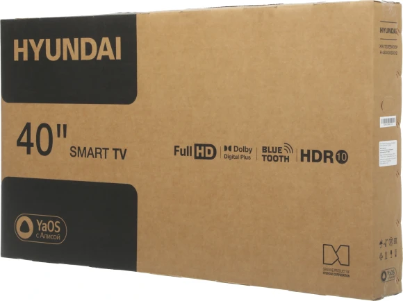 Телевизор LED Hyundai 40" H-LED40BS5012 YaOS Frameless черный FULL HD 60Hz DVB-T DVB-T2 DVB-C DVB-S DVB-S2 USB WiFi Smart TV