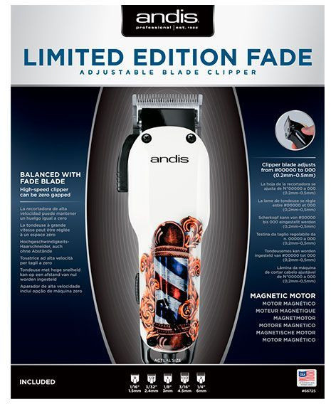 Машинка для стрижки Andis US-1 Fade in Barber Pole Design белый/рисунок (насадок в компл:5шт) Машинка для стрижки Andis US-1 Fade in Barber Pole Design белый/рисунок (насадок в компл:5шт)