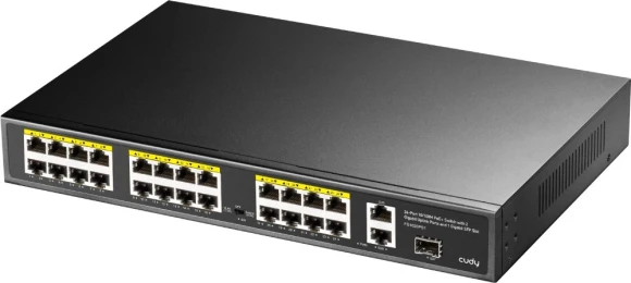 Коммутатор Cudy FS1026PS1 (L2) 24x100Мбит/с 2x1Гбит/с 1SFP 24PoE 24PoE+ 300W неуправляемый Коммутатор Cudy FS1026PS1 (L2) 24x100Мбит/с 2x1Гбит/с 1SFP 24PoE 24PoE+ 300W неуправляемый