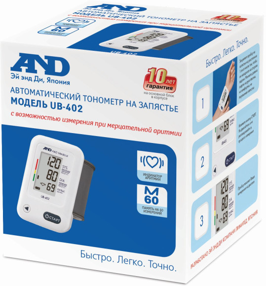 Тонометр запястный A&D UB-402
