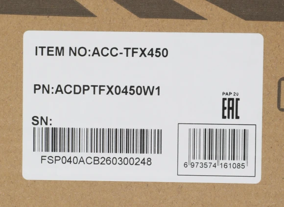 Блок питания Accord TFX 450W ACC-TFX450 (20+4pin) APFC 80mm fan 3xSATA RTL