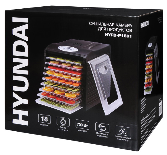 Сушка для фруктов и овощей Hyundai HYFD-1802 27под. 700Вт черный Сушка для фруктов и овощей Hyundai HYFD-1802 27под. 700Вт черный