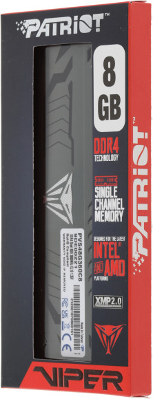Память DDR4 8Gb 3600MHz Patriot PVS48G360C8 Viper Steel RTL Gaming PC4-28800 CL18 DIMM 288-pin 1.35В с радиатором Ret Память DDR4 8Gb 3600MHz Patriot PVS48G360C8 Viper Steel RTL Gaming PC4-28800 CL18 DIMM 288-pin 1.35В с радиатором Ret