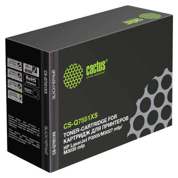 Картридж лазерный Cactus CS-Q7551XS Q7551X черный (13000стр.) для HP LJ P3005/M3027/M3035 Картридж лазерный Cactus CS-Q7551XS Q7551X черный (13000стр.) для HP LJ P3005/M3027/M3035
