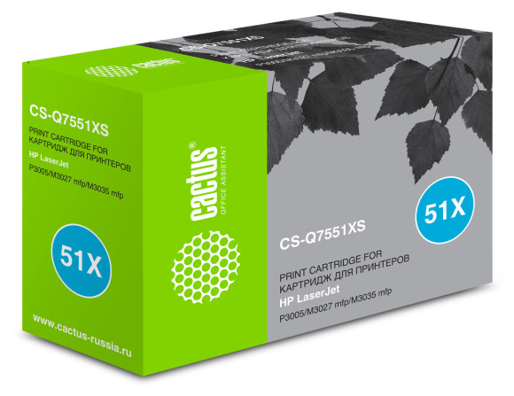 Картридж лазерный Cactus CS-Q7551XS Q7551X черный (13000стр.) для HP LJ P3005/M3027/M3035 Картридж лазерный Cactus CS-Q7551XS Q7551X черный (13000стр.) для HP LJ P3005/M3027/M3035