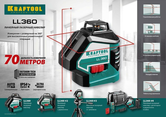 Нивелир лазерн. Kraftool 34645-2 цв.луч. красный