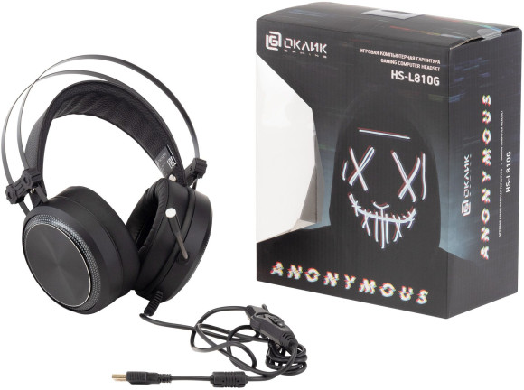 Наушники с микрофоном Оклик HS-L810G ANONYMOUS черный 2.2м мониторные оголовье (1460164) Наушники с микрофоном Оклик HS-L810G ANONYMOUS черный 2.2м мониторные оголовье (1460164)