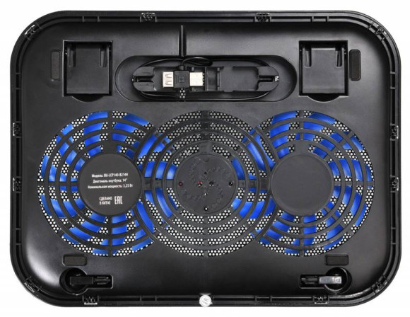 Подставка для ноутбука Buro BU-LCP140-B214H 14" 338x255x22мм 1xUSB 2x 140ммFAN 480г металлическая сетка/пластик черный