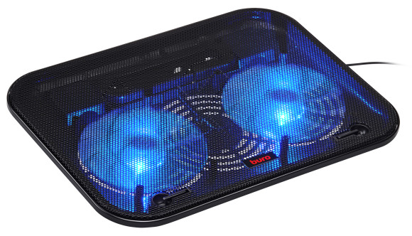 Подставка для ноутбука Buro BU-LCP140-B214H 14" 338x255x22мм 1xUSB 2x 140ммFAN 480г металлическая сетка/пластик черный