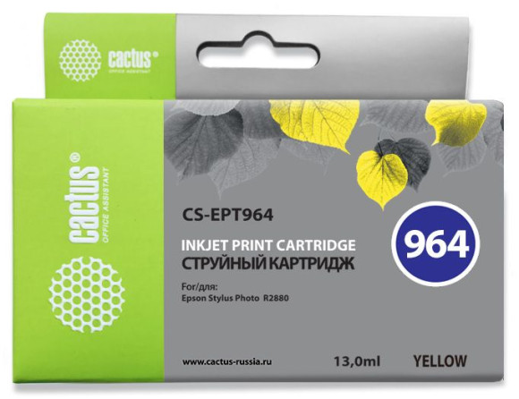 Картридж струйный Cactus CS-EPT964 T0964 желтый (13мл) для Epson Stylus Photo R2880