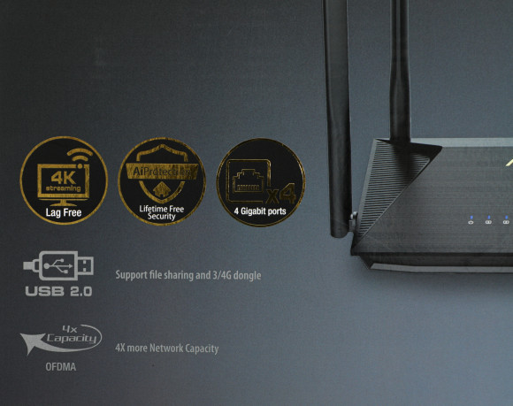 Роутер беспроводной Asus RT-AX53U AX1800 10/100/1000BASE-TX/4G ready черный Роутер беспроводной Asus RT-AX53U AX1800 10/100/1000BASE-TX/4G ready черный