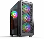 Корпус Accord 3338 черный без БП ATX 6x120mm 1xUSB2.0 1xUSB3.0 audio bott PSU