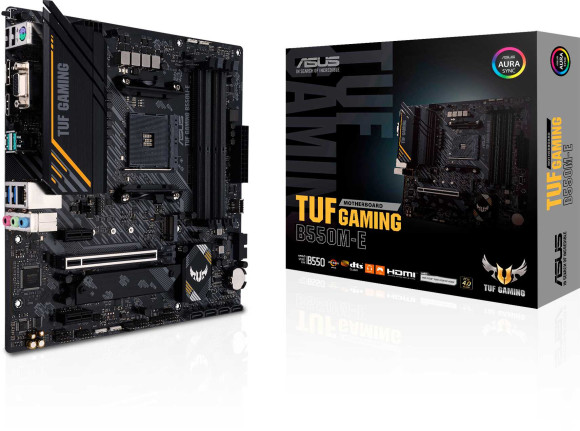 Материнская плата Asus TUF GAMING B550M-E Soc-AM4 AMD B550 4xDDR4 mATX AC`97 8ch(7.1) GbLAN RAID+VGA+HDMI+DP