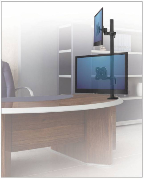 Кронштейн для мониторов ЖК Kromax OFFICE-5 серый 15"-32" макс.12кг настольный поворот и наклон Кронштейн для мониторов ЖК Kromax OFFICE-5 серый 15"-32" макс.12кг настольный поворот и наклон