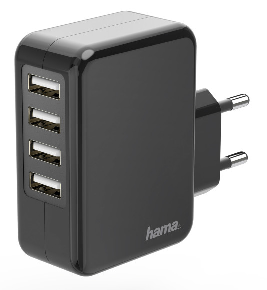 Сетевое зар./устр. Hama H-173676 24W 1.2A+1.2A+1.2A+1.2A 4xUSB универсальное черный (00173676)