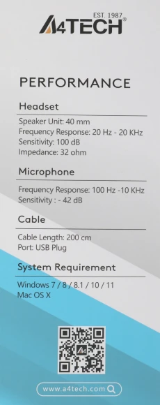 Наушники с микрофоном A4Tech Fstyler FH100U белый/черный 2м накладные USB оголовье (FH100U (PANDA))