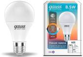 Умная лампа Gauss IoT Smart Home E27 8.5Вт 806lm Wi-Fi (упак.:1шт) (1130112) Умная лампа Gauss IoT Smart Home E27 8.5Вт 806lm Wi-Fi (упак.:1шт) (1130112)