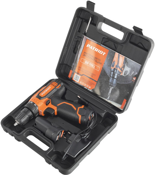 Дрель-шуруповерт Patriot BR 119Li аккум. патрон:быстрозажимной (кейс в комплекте) (180301119) Дрель-шуруповерт Patriot BR 119Li аккум. патрон:быстрозажимной (кейс в комплекте) (180301119)