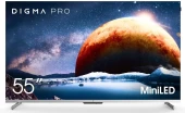 Телевизор QLED Digma Pro 55" Mini LED 55Q Google TV Frameless серебристый 4K Ultra HD 144Hz MEMC DVB-T DVB-T2 DVB-C DVB-S DVB-S2 USB WiFi Smart TV