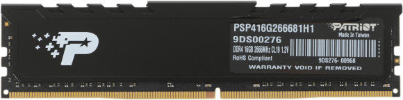 Память DDR4 16Gb 2666MHz Patriot PSP416G266681H1 Signature Premium RTL PC4-21300 CL19 DIMM 288-pin 1.2В single rank с радиатором Ret