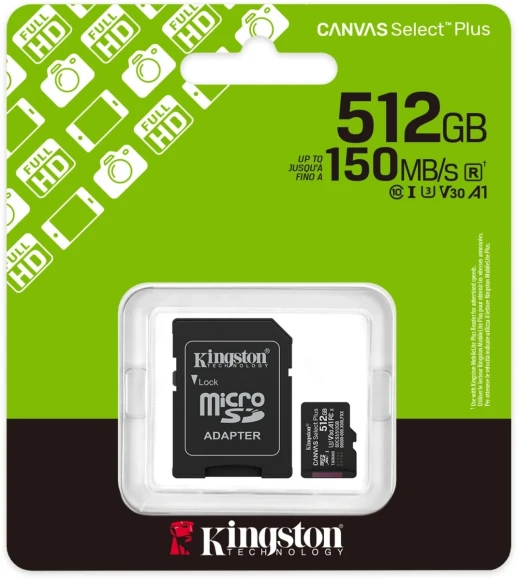 Флеш карта microSDXC 512GB Kingston SDCS3/512GB Canvas Select Plus V30 A1 + adapter Флеш карта microSDXC 512GB Kingston SDCS3/512GB Canvas Select Plus V30 A1 + adapter