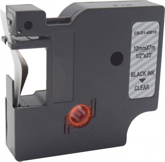 Картридж ленточный Cactus CS-D1-45010 45010 черный на прозрачном 12x7 для Dymo LM 160, 210D, 280, PnP, 420P, 500 TS; Rhino Pro 6000, 5200, 4200