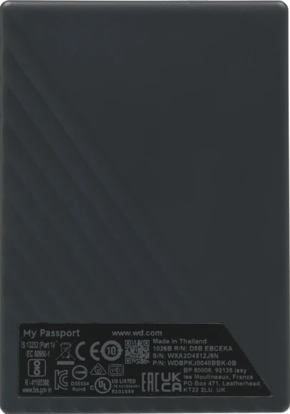 Жесткий диск WD USB3.2 Gen1 4TB WDBPKJ0040BBK-WESN My Passport 2.5" черный