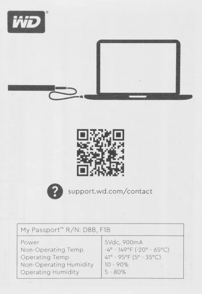 Жесткий диск WD USB3.2 Gen1 4TB WDBPKJ0040BBK-WESN My Passport 2.5" черный