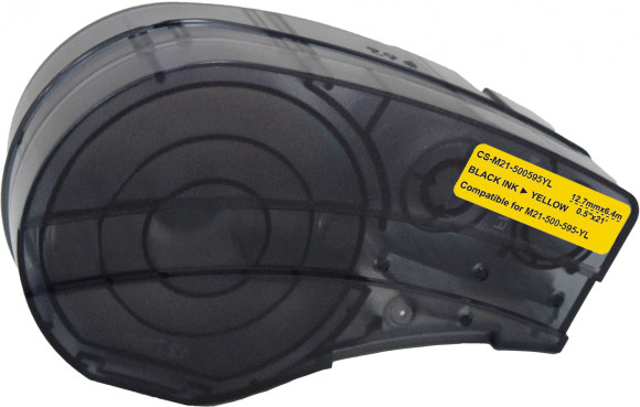 Картридж ленточный Cactus CS-M21-500595YL черный на желтом 12.7x6.4 для Brady BMP21-PLUS, BMP21-LAB