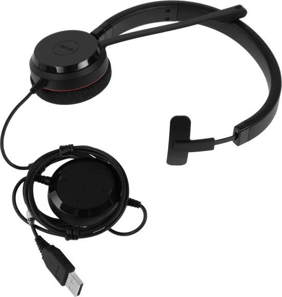 Наушники с микрофоном Jabra Evolve 20 MS Mono черный 1.2м накладные USB оголовье (4993-823-109)