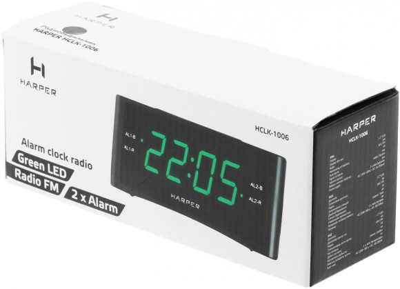 Радиобудильник Harper HCLK-1006 черный LED подсв:зеленая часы:цифровые AM/FM Радиобудильник Harper HCLK-1006 черный LED подсв:зеленая часы:цифровые AM/FM